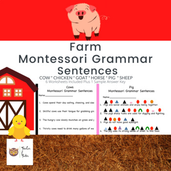 Preview of Farm Animals Montessori Grammar Sentences