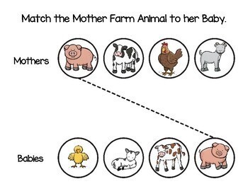 farm animal mother and baby matching