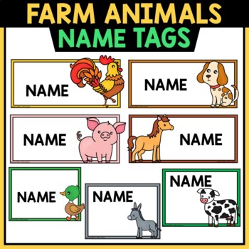 Preview of Farm Animals Name Tags | Editable Classroom Decor