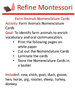 Preview of Farm Animals Nomenclature Cards