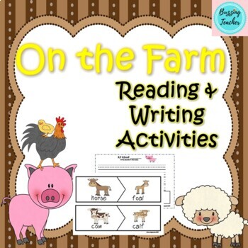 Preview of On the Farm Reading and Writing -Farm Animals Printable Pages - NO PREP
