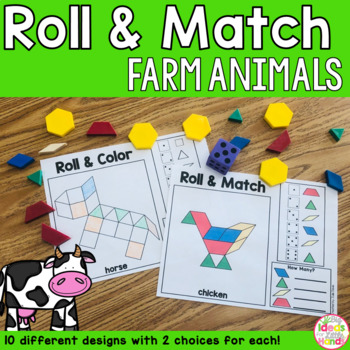 Preview of Pattern Blocks Mat Farm Animals Math Games