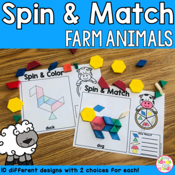 Preview of Pattern Blocks Mat Farm Animals Math Center