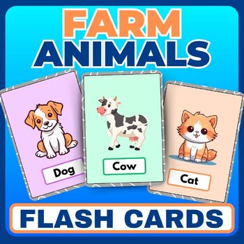 Preview of Farm Animals Posters, Flashcards Vocabulary English