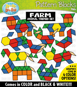 Preview of Farm Animals Puzzle Pattern Blocks Clipart {Zip-A-Dee-Doo-Dah Designs}