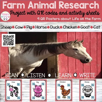 Preview of Farm Animals Research Project with QR codes