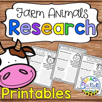 Farm Animals Research Project Templates for Grades 1-2 by Literacy 4 Kids