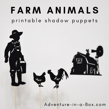 Preview of Farm Animals Shadow Puppets for Children