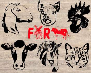 Download Farm Animals Silhouette SVG cut layer cow horse cat goat ...