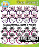 Farm Animals Spinner Shapes Clipart {Zip-A-Dee-Doo-Dah Designs}