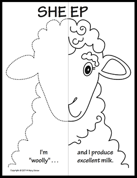 Preview of Farm Animals Symmetry Activity Coloring Pages