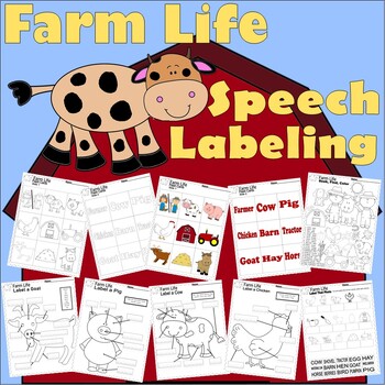Preview of Farm Animals Theme Flash Cards Labeling Worksheets SPED Speech