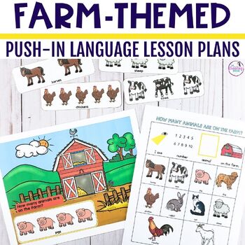Preview of Farm Animals Speech Therapy Push-In Language Lesson Plan for Prek-2nd W/ crafts