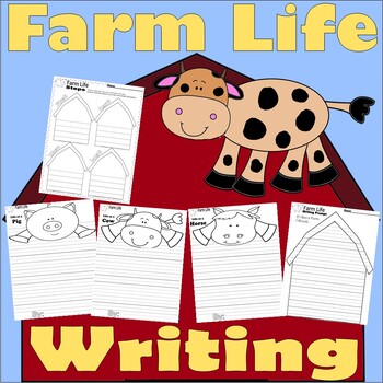 Preview of Farm Animals Theme Writing Prompts Worksheets NO PREP Primary Lines