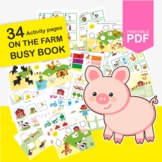 Farm Animals Toddler Busy Book Printable, Learning binder,