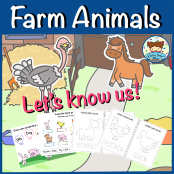 Preview of Farm Animals : Trace and Color for kids