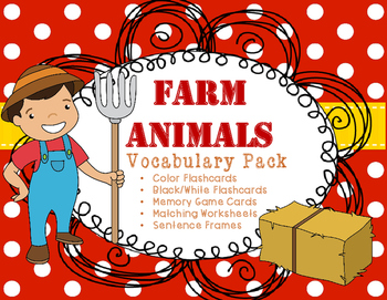 Preview of Farm Animals Vocabulary Activities and Flashcards
