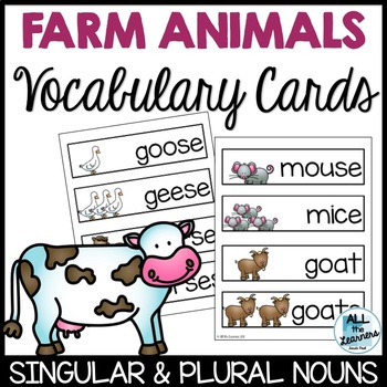 Farm Animals Vocabulary Cards by All the Learners | TPT
