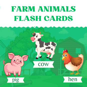 Farm Animals Vocabulary Flash cards - basic english by AKAL | TPT