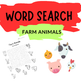 Farm Animals WORD SEARCH - ESL, Kindergarten, Ready to Print