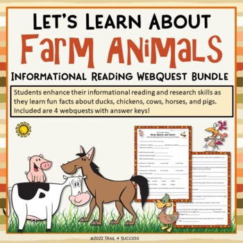 Preview of Farm Animals Webquest Bundle - 4 Informational Reading Research Activities