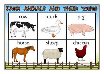 Farm Animals and their Young Bingo Printable For Kindergarten Kids, PDF