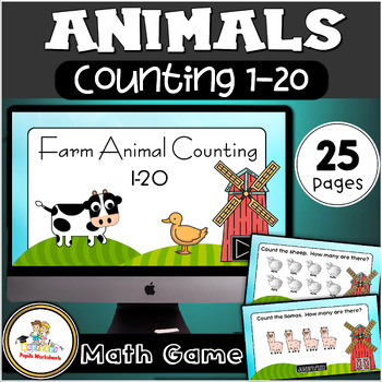 Preview of Farm Animals counting 1-20 - Counting, Numbers 1-20, Slides!