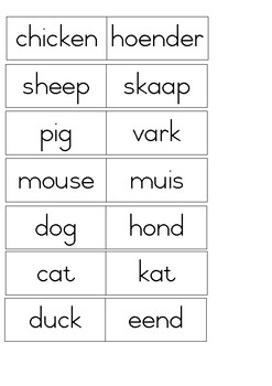 farm animals english afrikaans by monique ewen tpt