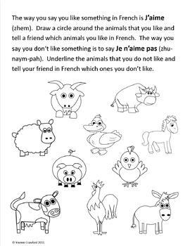 farm animals activities and games in french les animaux