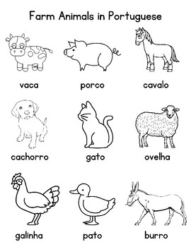 Preview of Farm Animals in Portuguese