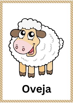 Farm Animals in Spanish Flashcards vocabulary For kids. by lina teaching