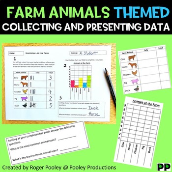 Preview of Farm Animals themed Collecting and Presenting Data Grades 1-3 No Prep