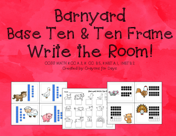 Preview of Farm Base Ten & Ten Frame Write the Room