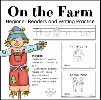 Preview of Farm Beginner Reader and Writing Sentence Strips - Kindergarten