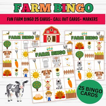 Farm Bingo - Farm Activity - Farm Bingo 25 Cards by Girly Girl Designs