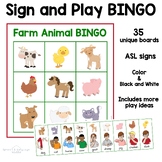 Farm Bingo Game | 35 Farm Bingo Cards with ASL Sign Langua