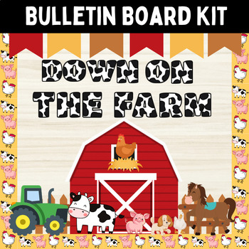 Preview of Farm Bulletin Board Kit - Down on the Farm Door Decor - Farm Animal Class Decor