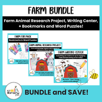 Preview of Farm Bundle: Farm Animal Research, Writing Center, Bookmarks and Puzzles