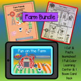 Farm Bundle~Worksheet, Learning Center & Boom Card Deck