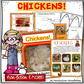 Preview of Non-fiction, Science, Literacy and Math Activities - Farm Chickens Theme