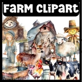 Farm Clip Art, Farm Animal clipart, The farm clipart - Watercolor