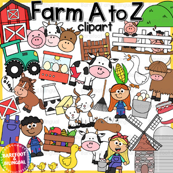 Preview of Farm Clipart A to Z - Farm Beginning Sounds Clipart