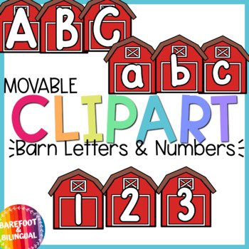 Preview of Farm Clipart - Barn Letters and Numbers - movable