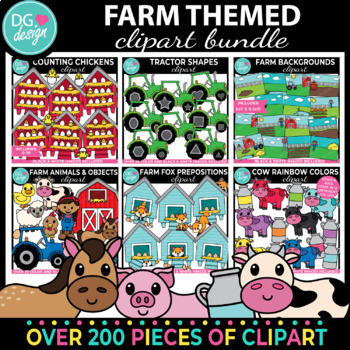 Preview of Farm Clipart Bundle | Barnyard Clipart | Farm Animal Clipart | Fall Clip Art