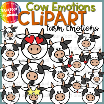 Preview of Farm Clipart - Cow Emotions Clipart - Cow Clip Art