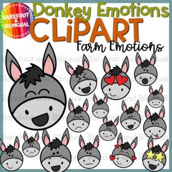 Preview of Farm Clipart - Donkey Emotions Clipart - Donkey Clip Art