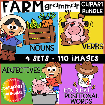 Preview of Farm Grammar Clipart Bundle - Parts of Speech Farm Clip Art