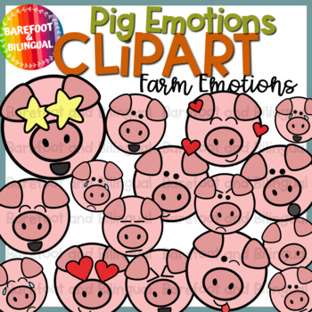 Preview of Farm Clipart - Pig Emotions Clipart - Pig Clip Art