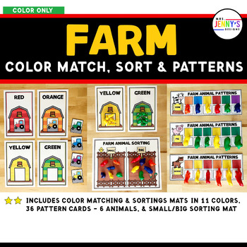Preview of Farm Color Matching, Sorting & Pattern Activities for Preschool