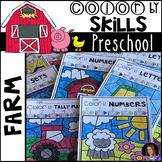 Color by Code Farm Math and Literacy Printables Preschool 